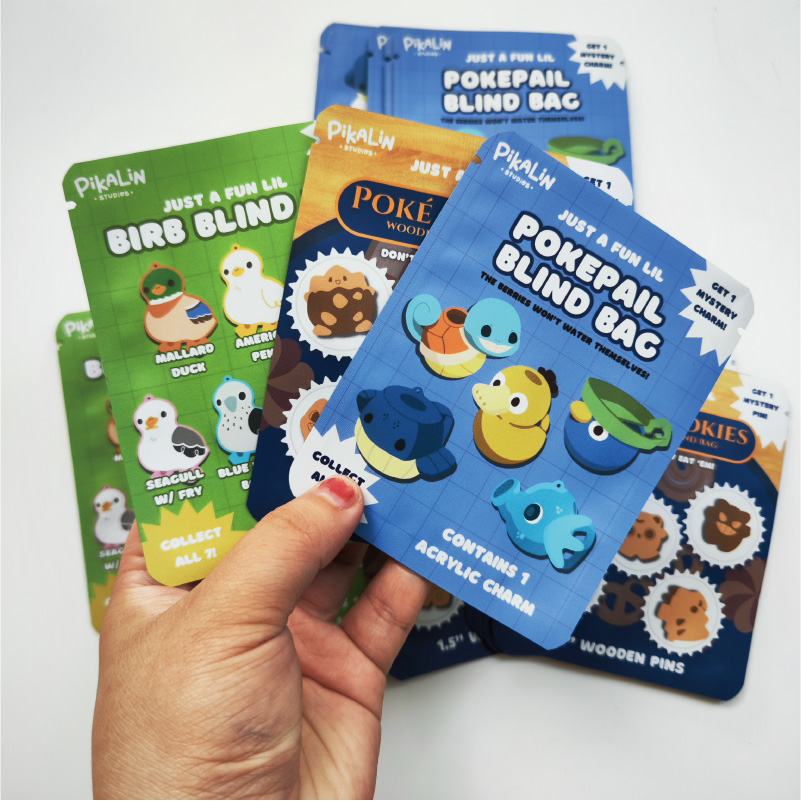 Custom Blind Bags Three Sided Seal Moisture Proof Bag Pouch Stand up Pouch Packaging Bags for Keychain